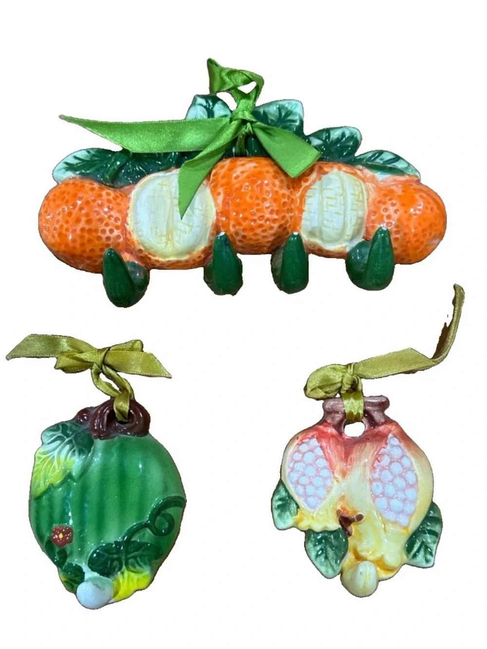 Vintage Fruit & Vegetable Wall Hooks Set of 3 Ceramic Kitchen Decor Cottagecore